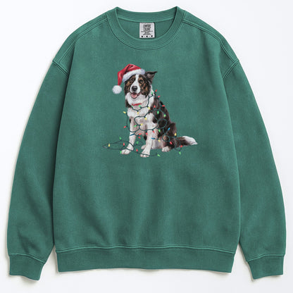 Christmas Border Collie Sweatshirt, Christmas Lights Dog