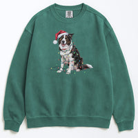 Load image into Gallery viewer, Christmas Border Collie Sweatshirt, Christmas Lights Dog
