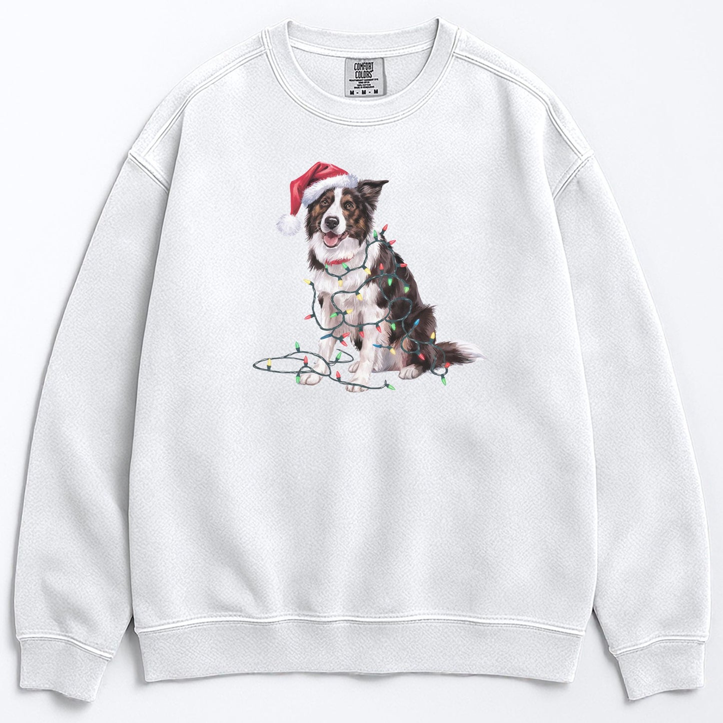 Christmas Border Collie Sweatshirt, Christmas Lights Dog