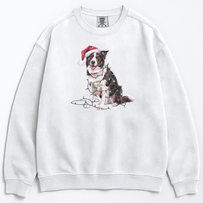 Christmas Border Collie Sweatshirt, Christmas Lights Dog