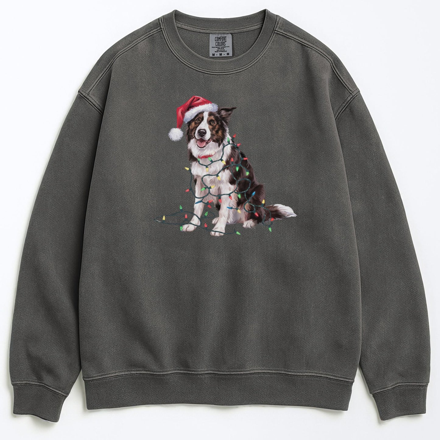 Christmas Border Collie Sweatshirt, Christmas Lights Dog