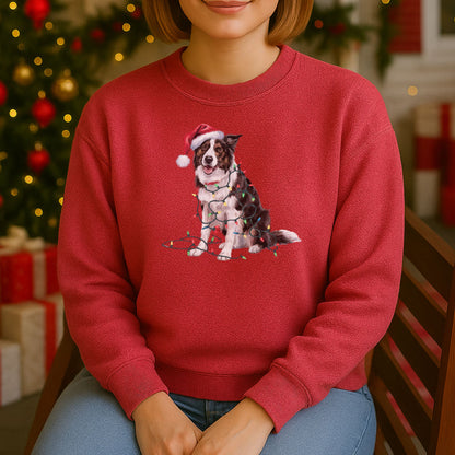 Christmas Border Collie Sweatshirt, Christmas Lights Dog