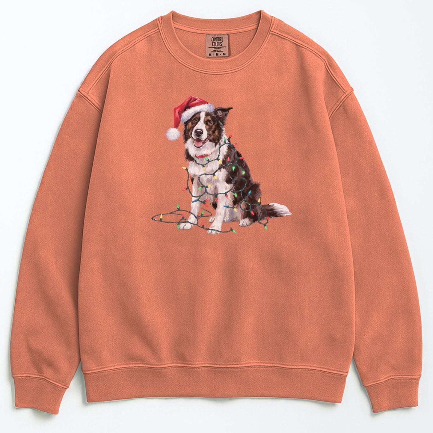 Christmas Border Collie Sweatshirt, Christmas Lights Dog