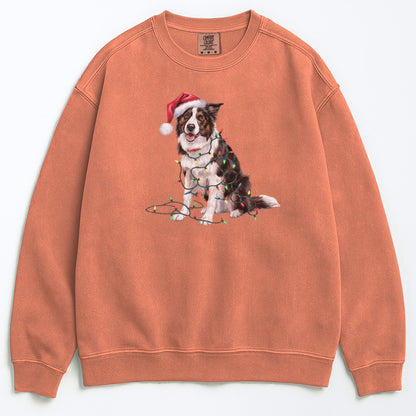 Christmas Border Collie Sweatshirt, Christmas Lights Dog