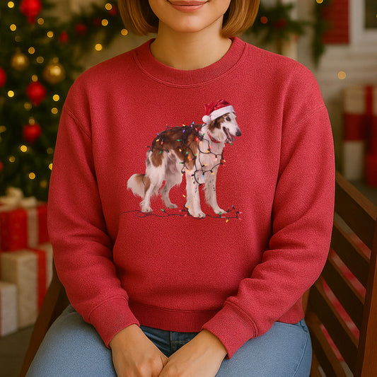 Christmas Borzoi Sweatshirt, Christmas Lights Dog