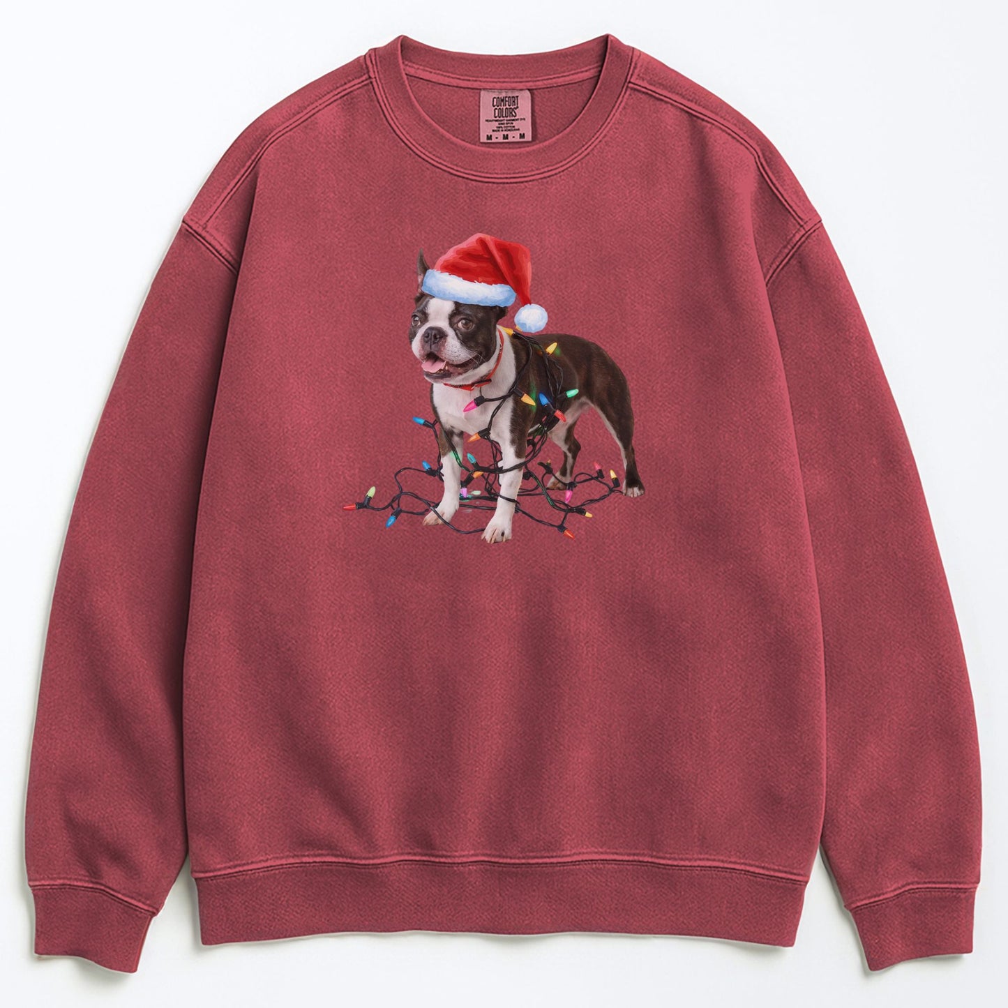 Christmas Boston Terrier Sweatshirt, Christmas Lights Dog