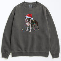 Load image into Gallery viewer, Christmas Boston Terrier Sweatshirt, Christmas Lights Dog
