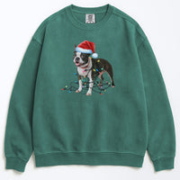 Load image into Gallery viewer, Christmas Boston Terrier Sweatshirt, Christmas Lights Dog
