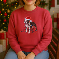 Load image into Gallery viewer, Christmas Boston Terrier Sweatshirt, Christmas Lights Dog
