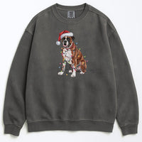 Load image into Gallery viewer, Christmas Boxer Sweatshirt, Christmas Lights Dog
