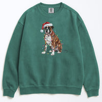 Load image into Gallery viewer, Christmas Boxer Sweatshirt, Christmas Lights Dog
