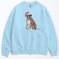Load image into Gallery viewer, Christmas Boxer Sweatshirt, Christmas Lights Dog
