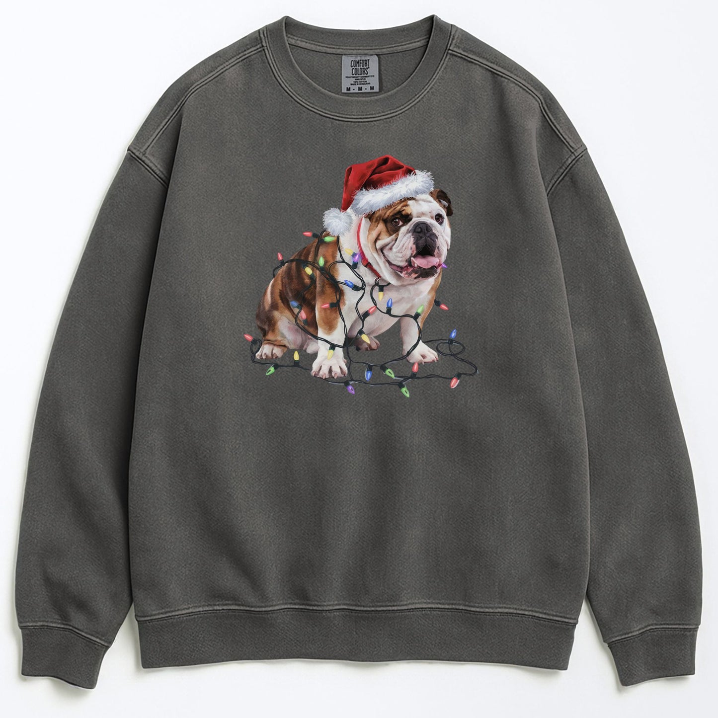 Christmas Bulldog Sweatshirt, Christmas Lights Dog