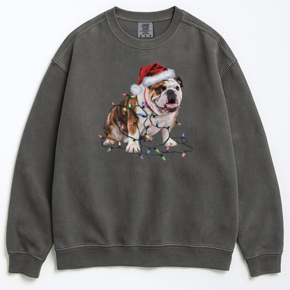 Christmas Bulldog Sweatshirt, Christmas Lights Dog