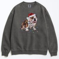 Load image into Gallery viewer, Christmas Bulldog Sweatshirt, Christmas Lights Dog
