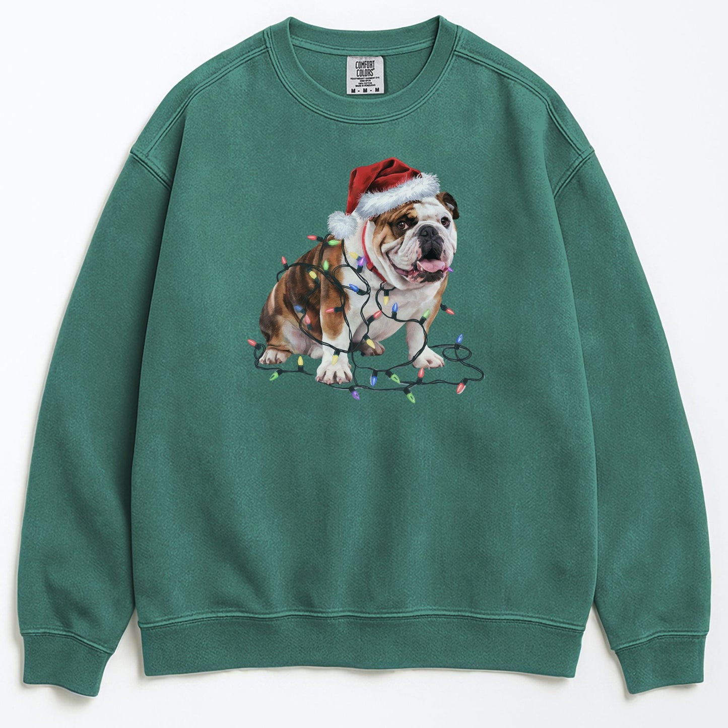 Christmas Bulldog Sweatshirt, Christmas Lights Dog