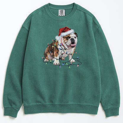 Christmas Bulldog Sweatshirt, Christmas Lights Dog