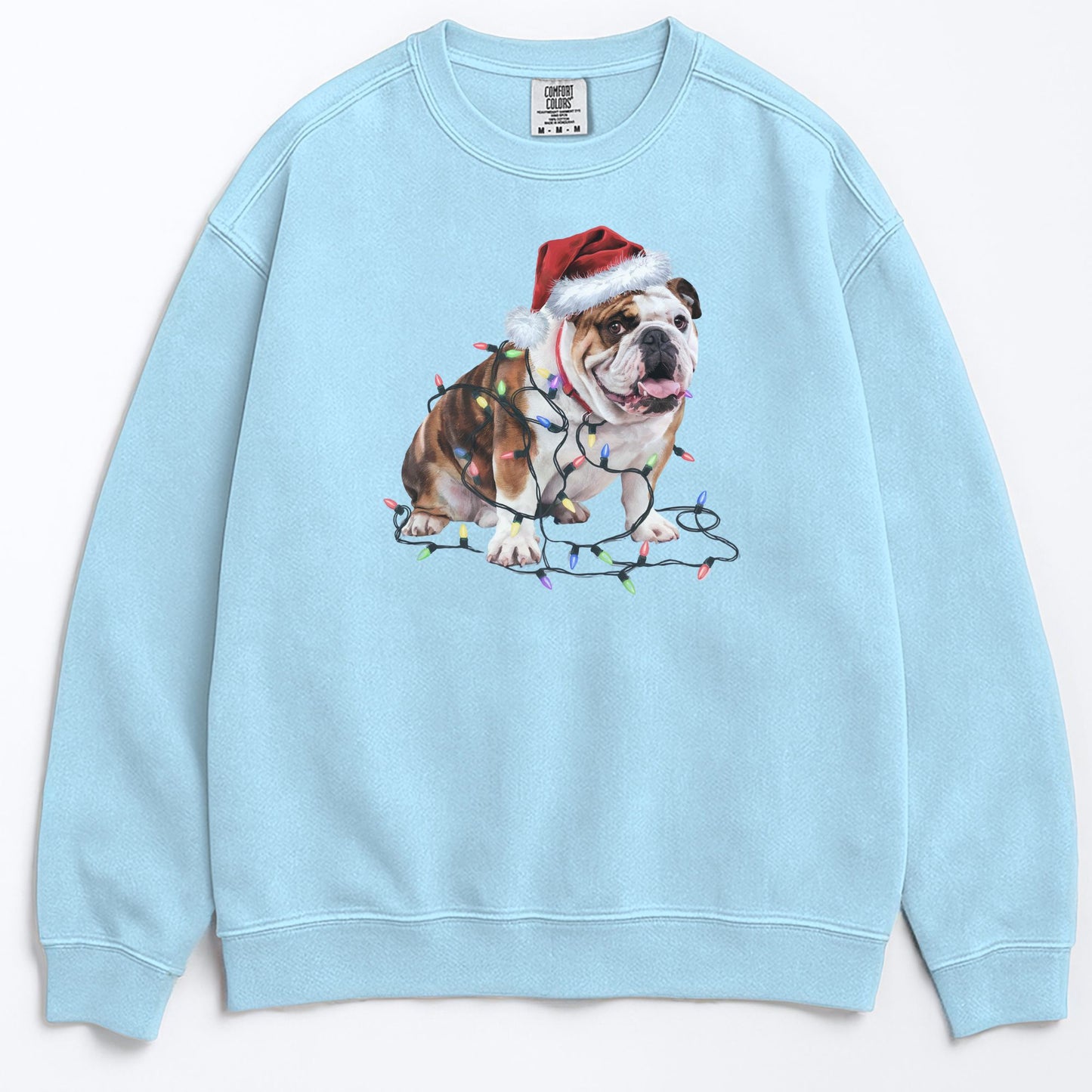 Christmas Bulldog Sweatshirt, Christmas Lights Dog