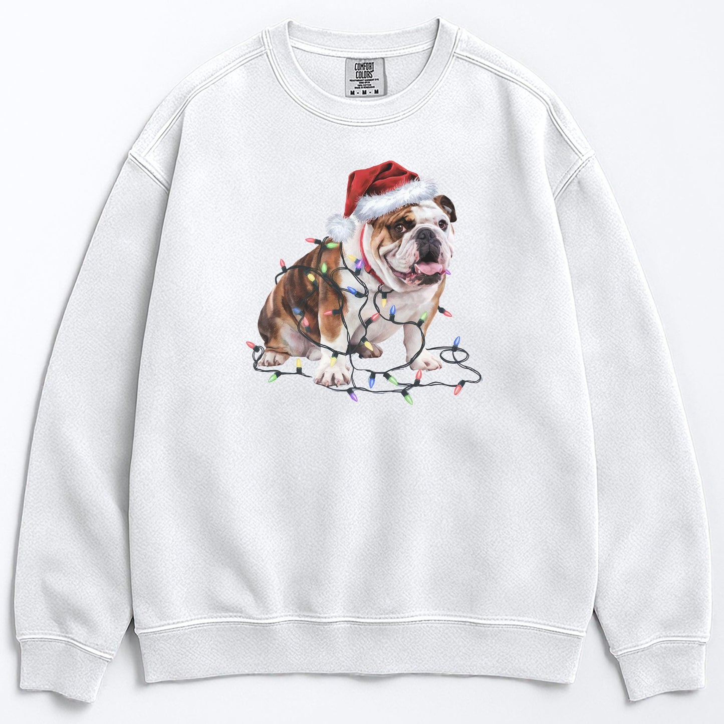 Christmas Bulldog Sweatshirt, Christmas Lights Dog