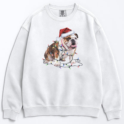 Christmas Bulldog Sweatshirt, Christmas Lights Dog