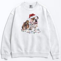 Load image into Gallery viewer, Christmas Bulldog Sweatshirt, Christmas Lights Dog
