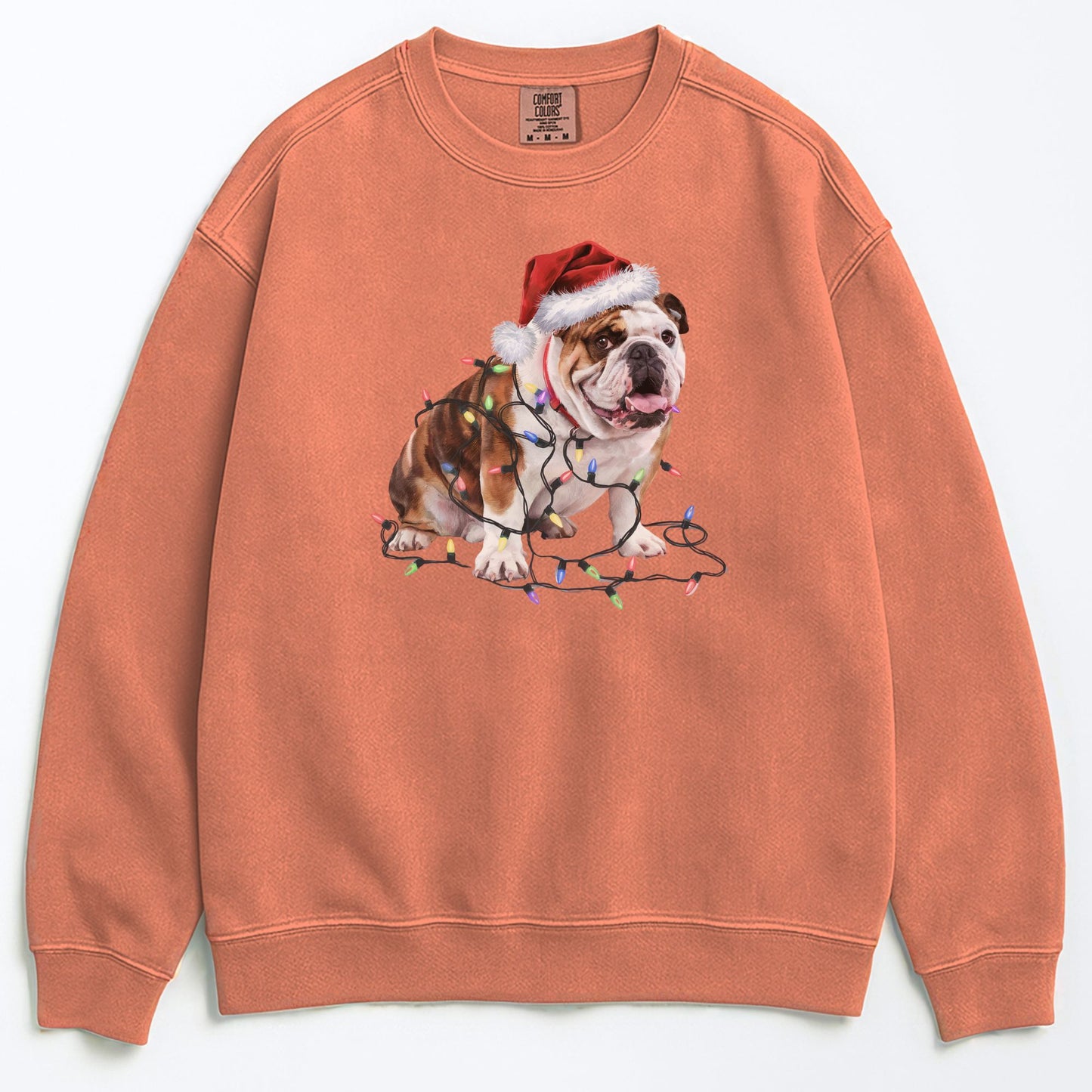 Christmas Bulldog Sweatshirt, Christmas Lights Dog