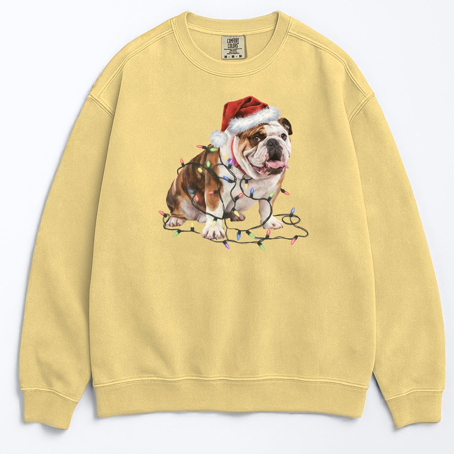Christmas Bulldog Sweatshirt, Christmas Lights Dog