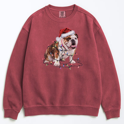 Christmas Bulldog Sweatshirt, Christmas Lights Dog