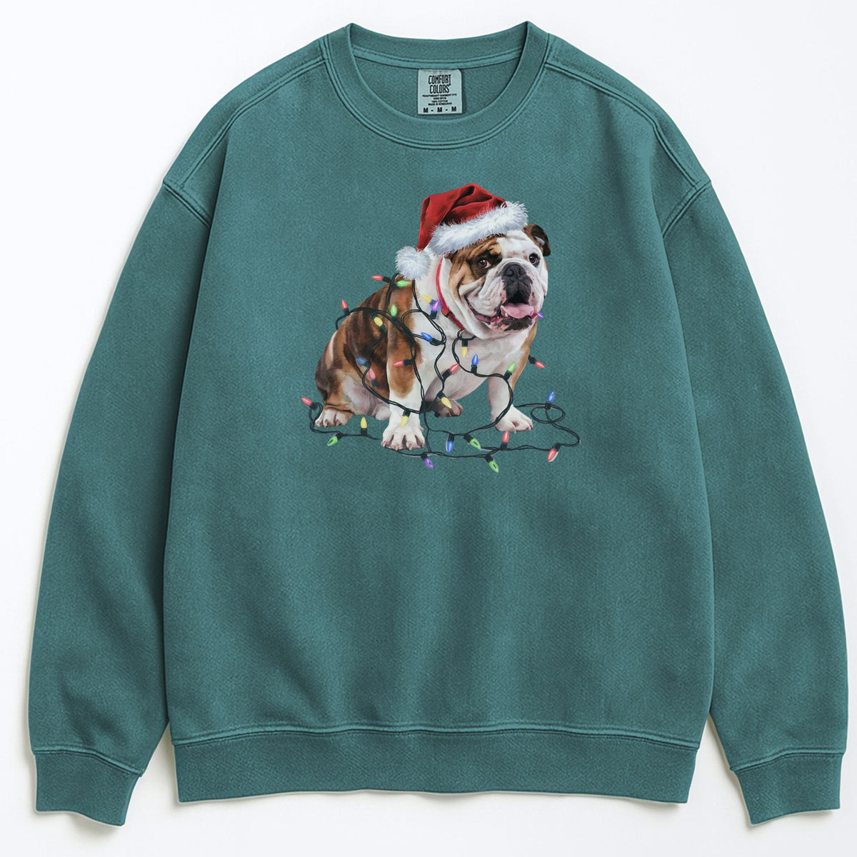 Christmas Bulldog Sweatshirt, Christmas Lights Dog