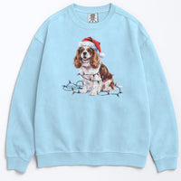 Load image into Gallery viewer, Christmas Cavalier King Charles Spaniel Sweatshirt, Christmas Lights Dog
