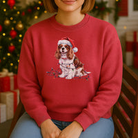 Load image into Gallery viewer, Christmas Cavalier King Charles Spaniel Sweatshirt, Christmas Lights Dog
