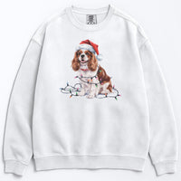Load image into Gallery viewer, Christmas Cavalier King Charles Spaniel Sweatshirt, Christmas Lights Dog
