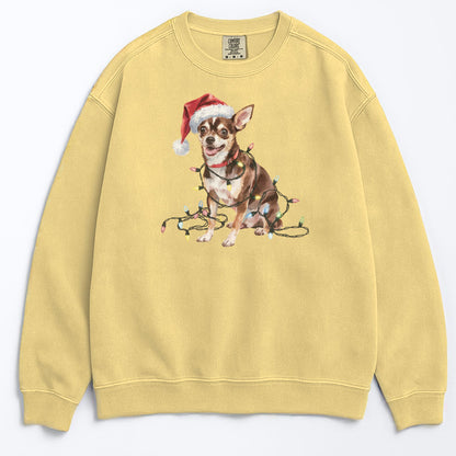 Christmas Black Chihuahua Sweatshirt, Christmas Lights Dog