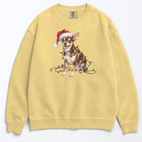 Load image into Gallery viewer, Christmas Black Chihuahua Sweatshirt, Christmas Lights Dog
