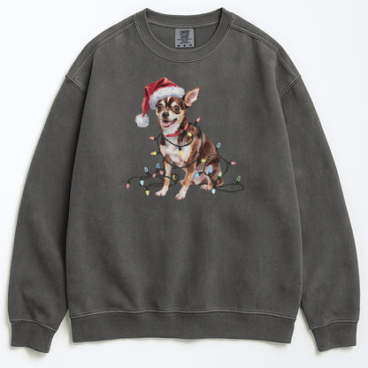 Christmas Black Chihuahua Sweatshirt, Christmas Lights Dog