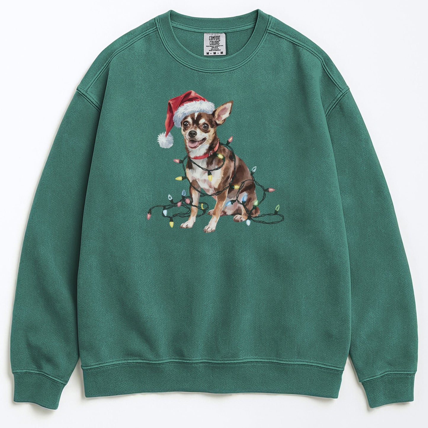 Christmas Black Chihuahua Sweatshirt, Christmas Lights Dog