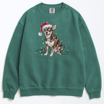 Christmas Black Chihuahua Sweatshirt, Christmas Lights Dog