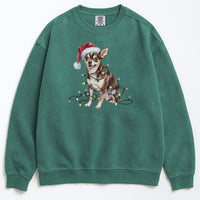 Load image into Gallery viewer, Christmas Black Chihuahua Sweatshirt, Christmas Lights Dog
