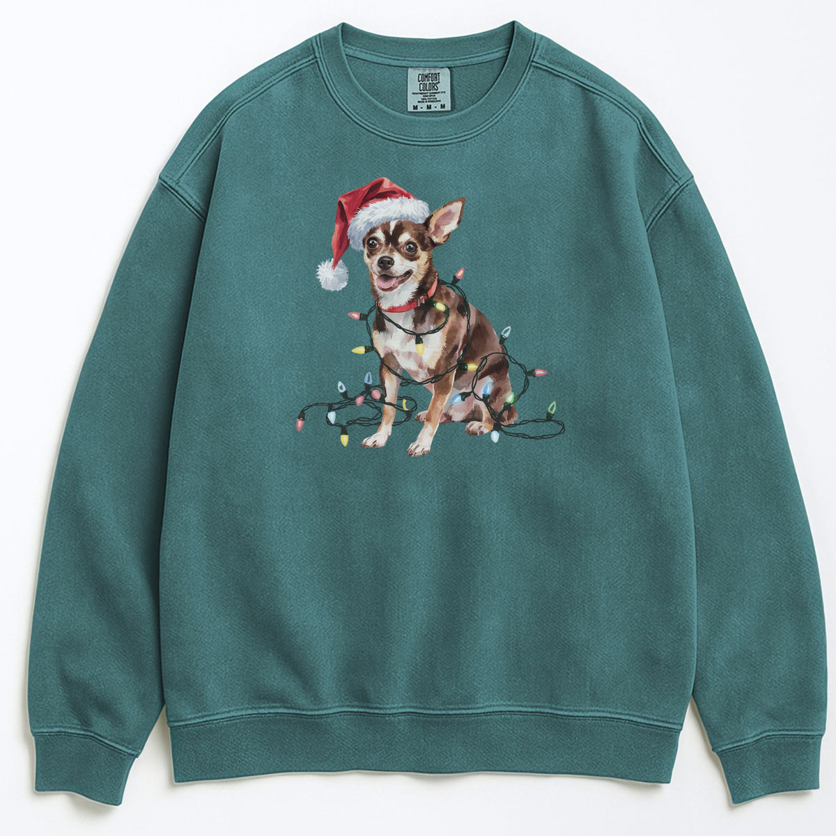 Christmas Black Chihuahua Sweatshirt, Christmas Lights Dog