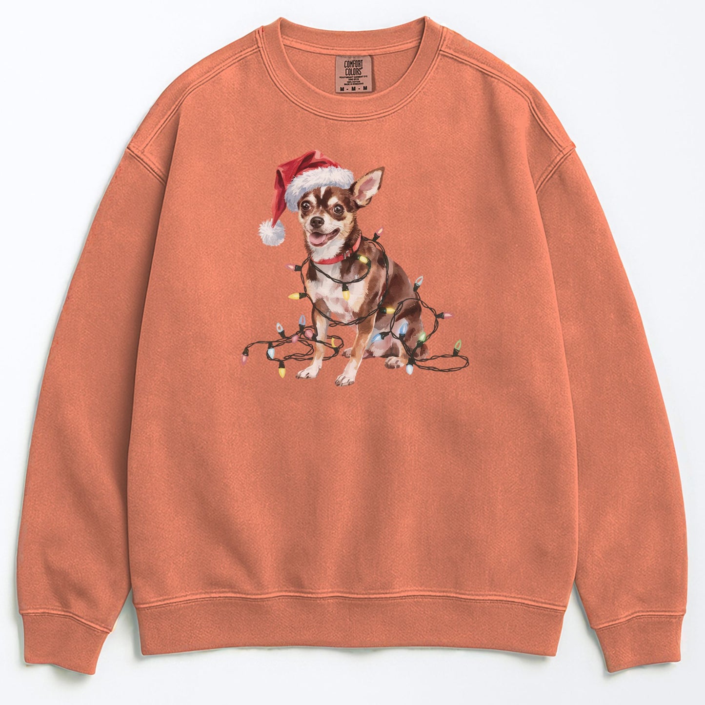 Christmas Black Chihuahua Sweatshirt, Christmas Lights Dog