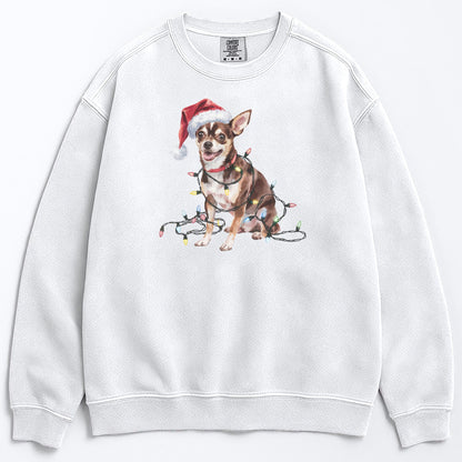 Christmas Black Chihuahua Sweatshirt, Christmas Lights Dog