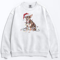 Load image into Gallery viewer, Christmas Black Chihuahua Sweatshirt, Christmas Lights Dog
