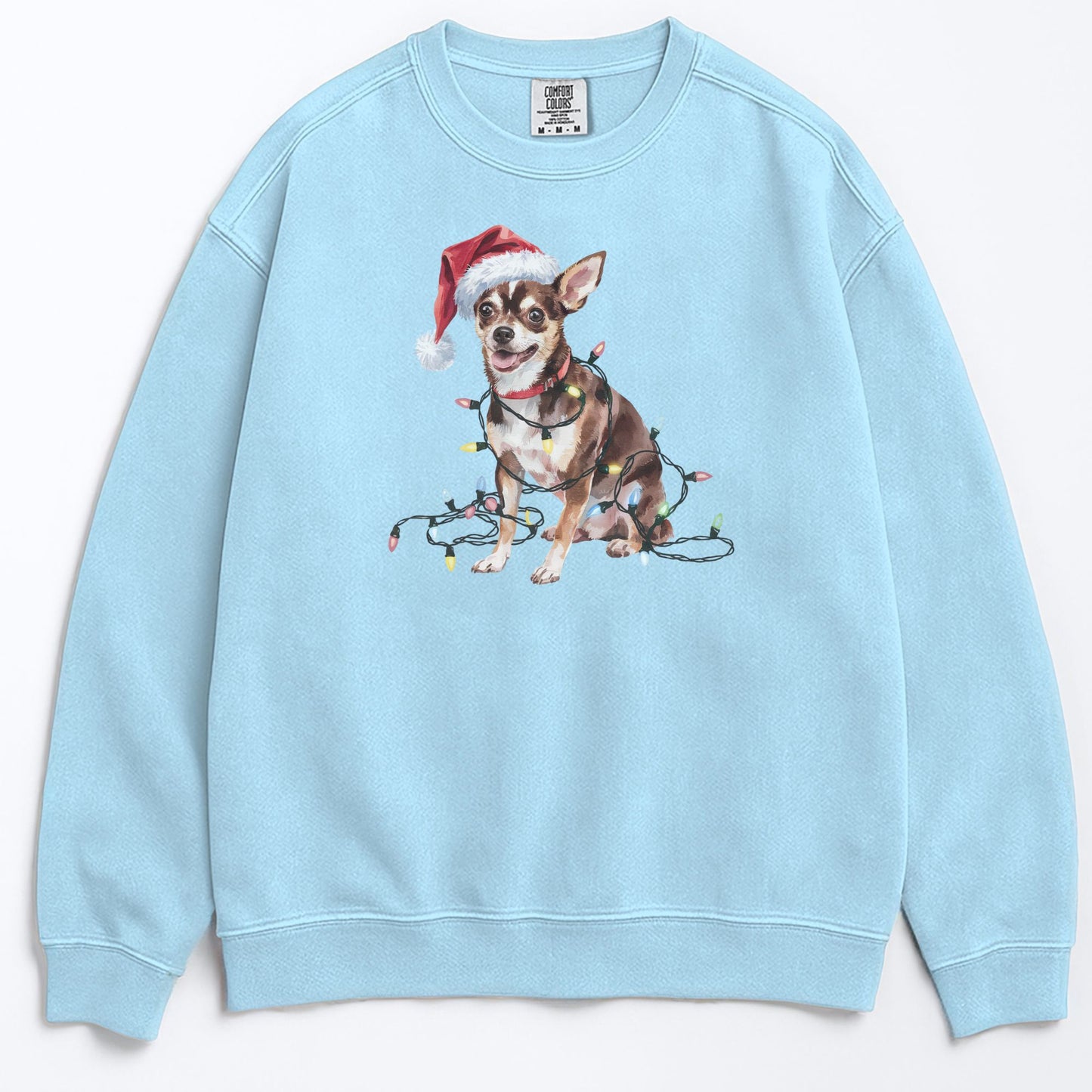 Christmas Black Chihuahua Sweatshirt, Christmas Lights Dog