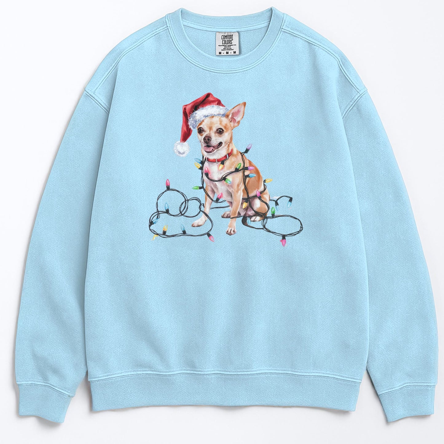 Christmas Tan Chihuahua Sweatshirt, Christmas Lights Dog