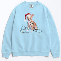 Load image into Gallery viewer, Christmas Tan Chihuahua Sweatshirt, Christmas Lights Dog
