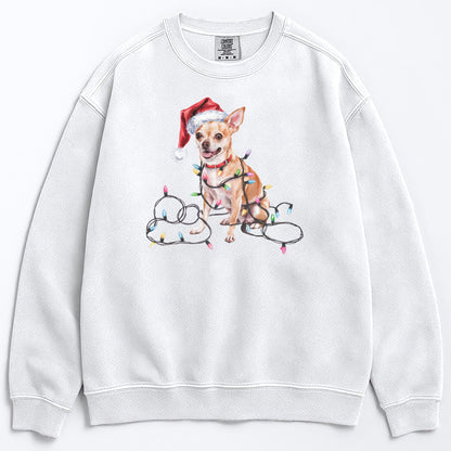 Christmas Tan Chihuahua Sweatshirt, Christmas Lights Dog