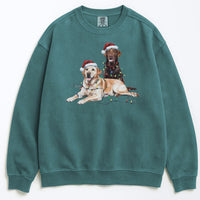 Load image into Gallery viewer, Christmas Chocolate &amp; Yellow Lab Sweatshirt, Christmas Lights Dogs
