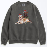 Load image into Gallery viewer, Christmas Chocolate &amp; Yellow Lab Sweatshirt, Christmas Lights Dogs
