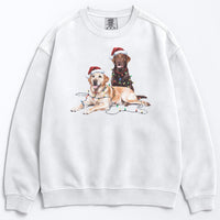 Load image into Gallery viewer, Christmas Chocolate &amp; Yellow Lab Sweatshirt, Christmas Lights Dogs
