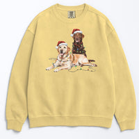 Load image into Gallery viewer, Christmas Chocolate &amp; Yellow Lab Sweatshirt, Christmas Lights Dogs
